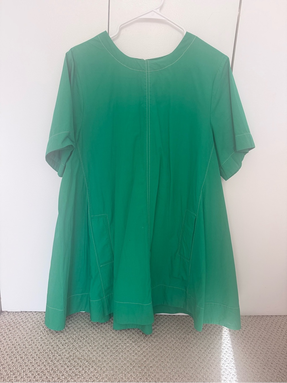 Anthropologie Emerald Green Short Sleeve A-Line Tunic